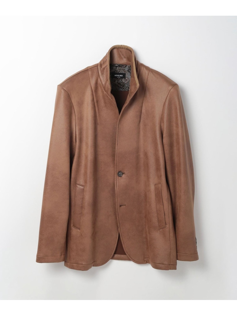 【SALE／30%OFF】MEN'S BIGI レザー調ダンボールジャージスタンドカラージャケット メンズ ビギ ジャケット・アウター その他のジャケット・アウター ネイビー ブラック ブラウン ワインレッド【RBA_E】【送料無料】｜ Fashion Men