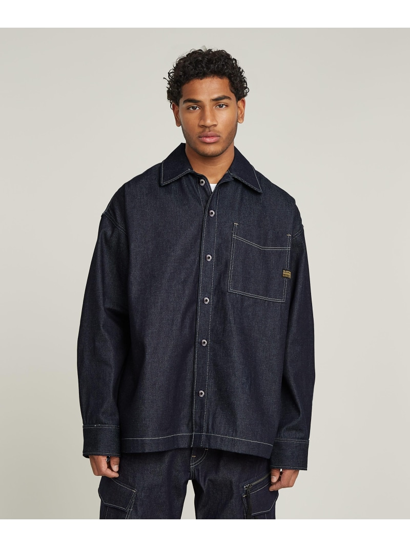 【SALE／50%OFF】G-Star RAW 【公式ショップ】BOXY FIT SHIRT/オーバーサイズデニムシャツ/シャツジャケット ジースターロゥ トップス シャツ・ブラウス ネイビー【RBA_E】【送料無料】｜ Fashion Men