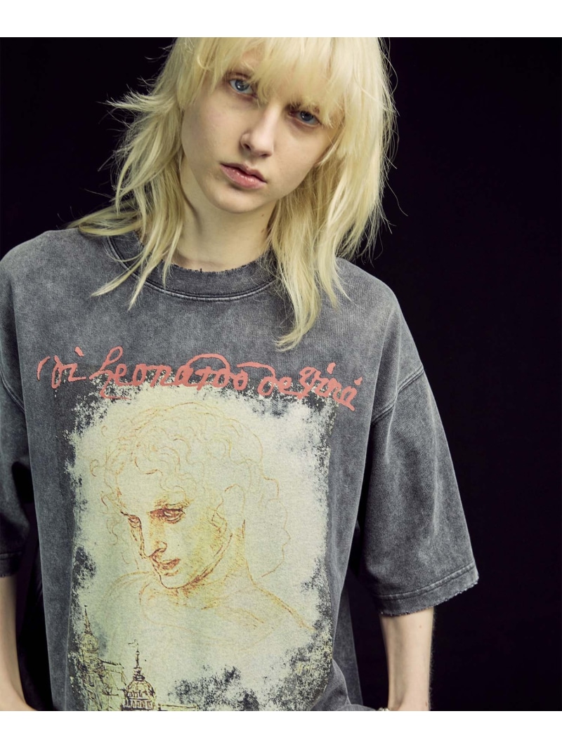 MAISON SPECIAL 【ART SERIES】「Leonardo da Vinci」Prime-Over Crew Neck T-Shirt メゾンスペシャル トップス カットソー・Tシャツ ブラック グレー【送料無料】｜ Fashion Men
