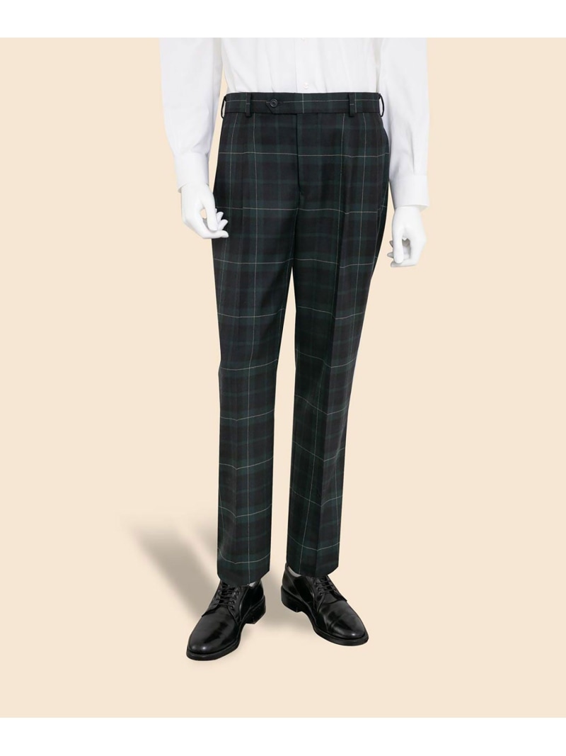 BROOKS BROTHERS ウールツイル ブラックウォッチ プリーテッド トラウザーズ Traditional ブルックス ブラザーズ パンツ スラックス・ドレスパンツ グリーン【送料無料】