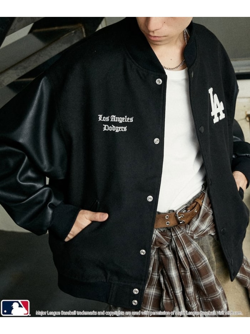 PUBLUX 別注MLB STUDIUM JACKET/フェイクレザースタジャン 25AW フリークスストア ジャケット・アウター ブルゾン・ジャンパー ブラウン ブラック ネイビー【送料無料】| Fashion Men