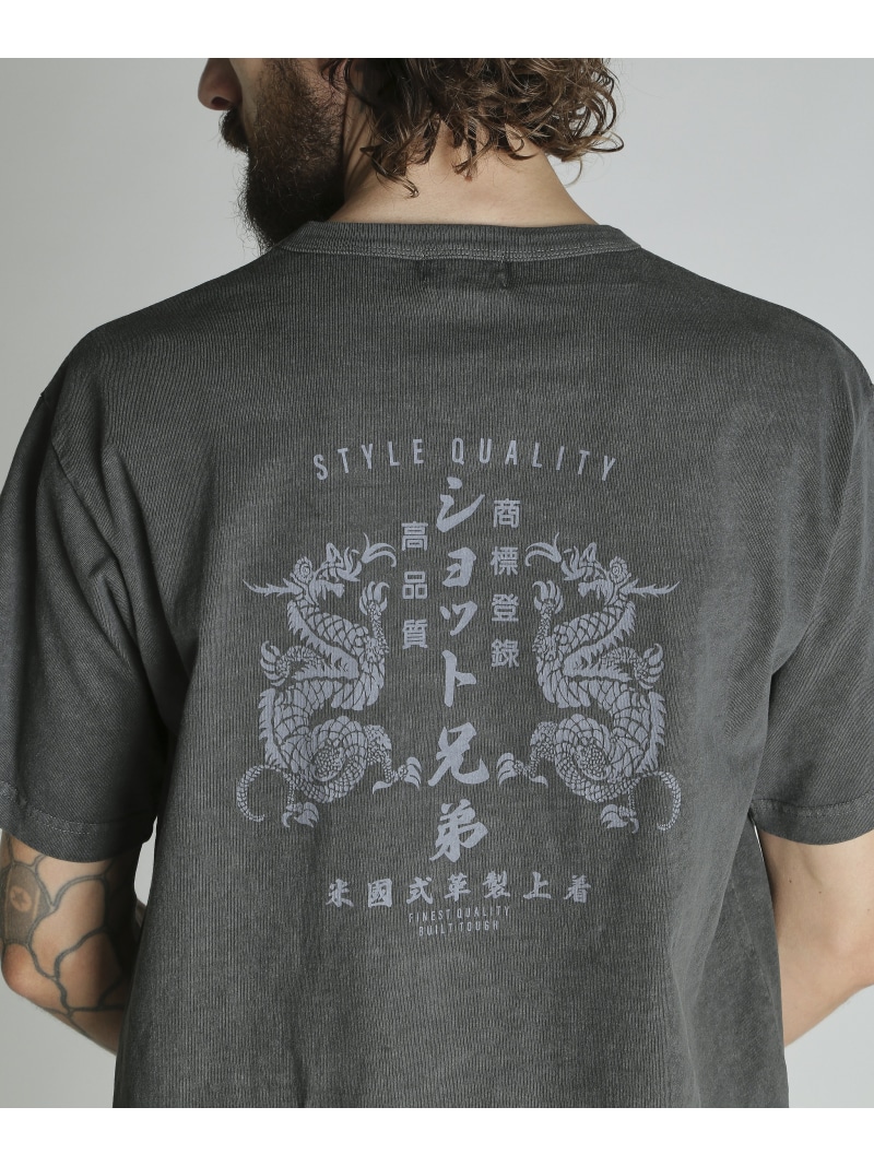 Schott ADVERTISEMENT DRAGON PG T-SHIRT/アドバタイズメント ドラゴン Tシャツ ショット トップス カットソー・Tシャツ ブラック ネイビー グリーン【送料無料】