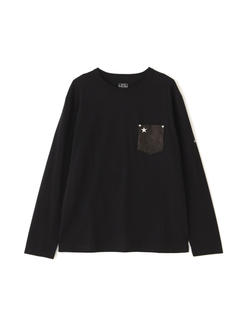 Schott LETHER POKET LS TEE/なめし革衣嚢 ロング捩り プルオーバー 打つこと トップス カットソー・プルオーバー 白いこと 黒いこと【貨物輸送無料】