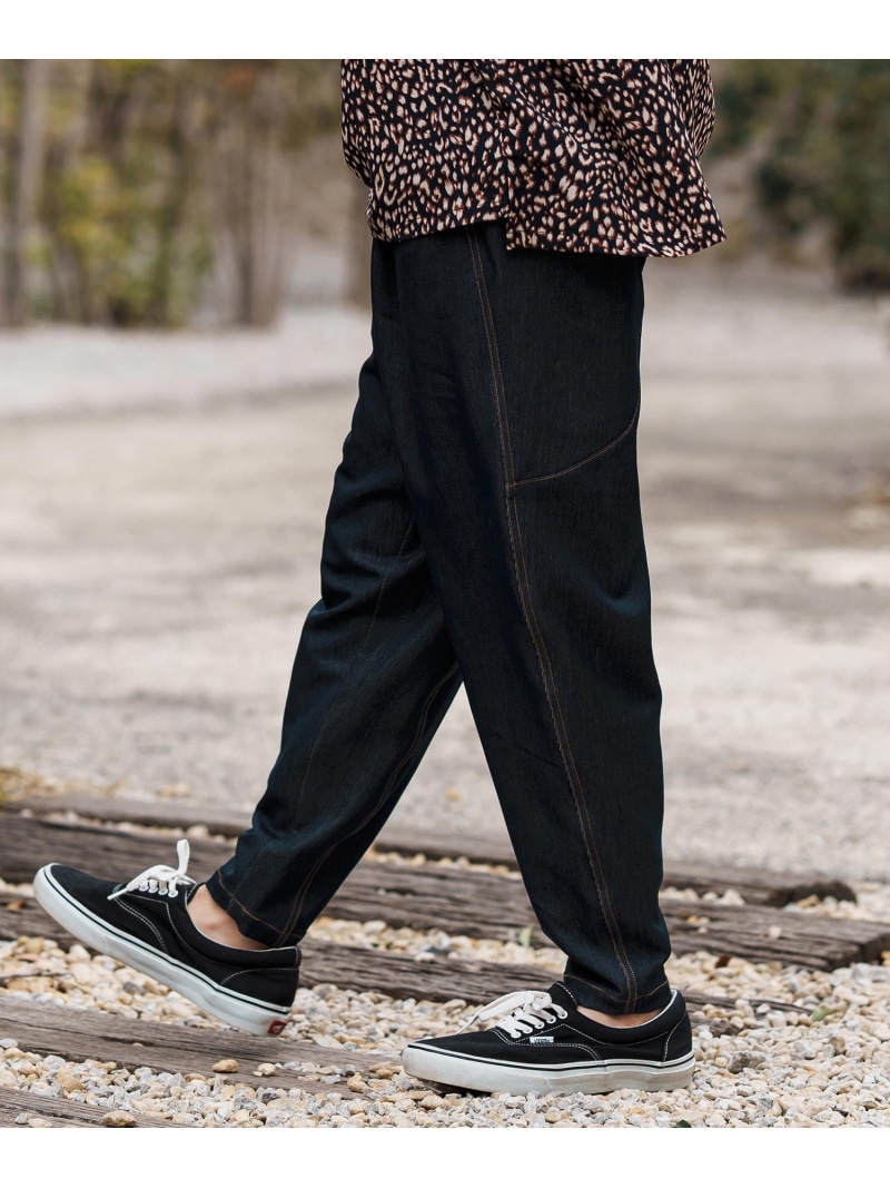 CAMBIO mp13280-Deformed Silhouette Stretch Ripstop Like Denim Pants デニムパ カンビオ ズボン下 余分の物のズボン下 米国海軍 青色【貨物輸送無料】 ズボン・パンツ-メンズファッション