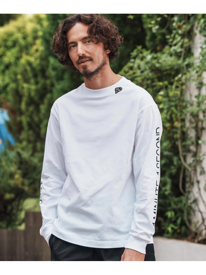 1minute 1second mlt5292-7oz long sleeve cut&sew with sleeve print ロングスリーブカットソー カンビオ トップス カットソー・Tシャツ ブラック ネイビー ホワイト【送料無料】| Fashion Men