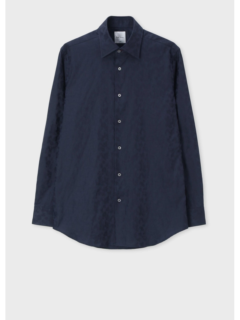 Paul Smith フローラルジャカード ドレスシャツ ポール・スミス スーツ・フォーマル Yシャツ・カッターシャツ ネイビー ホワイト【送料無料】