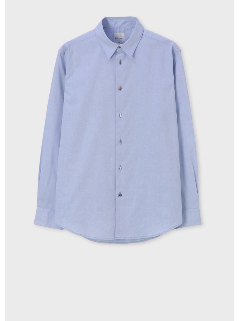 Paul Smith チャームボタン カジュアルシャツ ポール・スミス トップス シャツ・ブラウス ホワイト ネイビー【送料無料】｜ Fashion Men