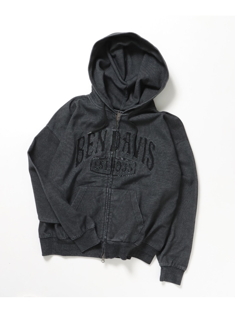 BEN DAVIS / WHITE LABEL 【BEN DAVIS(ベンデイビス)】CUTOUT LETTER ZIP HOODY ナバル トップス パーカー・フーディー 薄墨色 さくら色 黒いこと【貨物輸送無料】 パーカー-メンズファッション-トップス