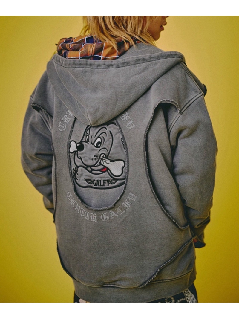 GALFY 【GALFY】穴の向こうにわんちゃんパーカー ネバーマインドザエックスユー／チカシツプラス トップス パーカー・フーディー ブラック【送料無料】｜ Fashion Men