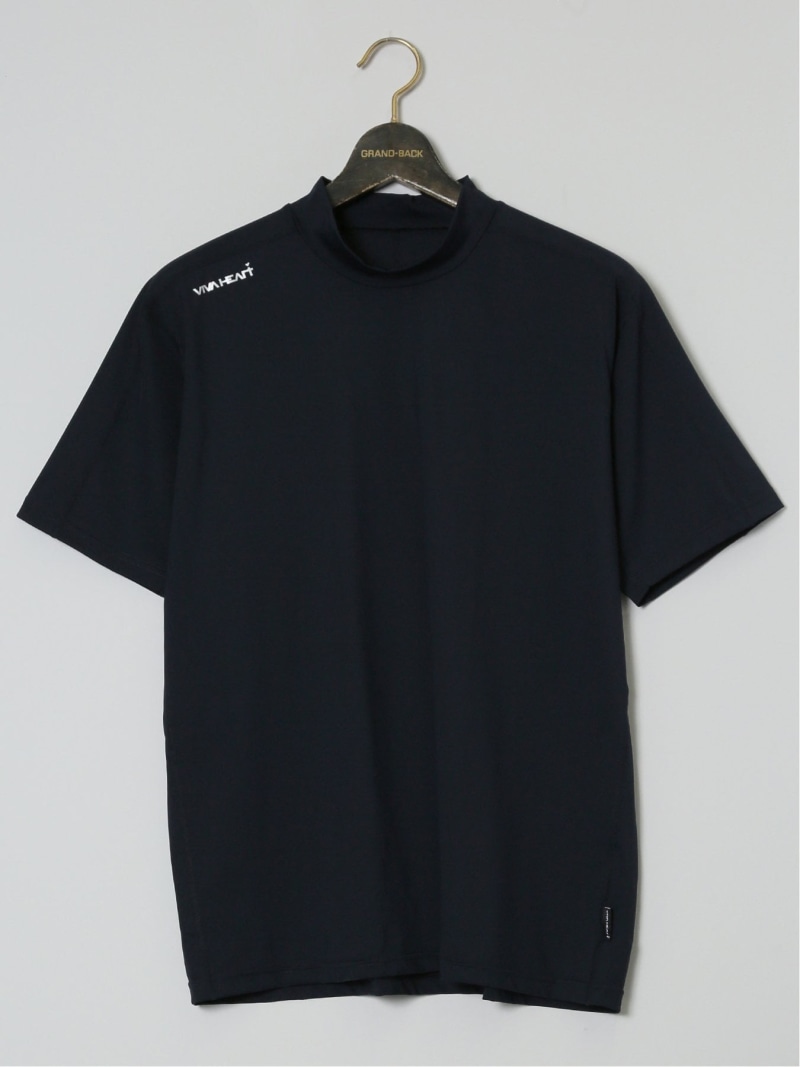 GRAND-BACK 【大きいサイズ】ビバハート/VIVA HEART キシリトールアイス 半袖モックネックTシャツ タカキュー トップス カットソー・Tシャツ ネイビー【送料無料】