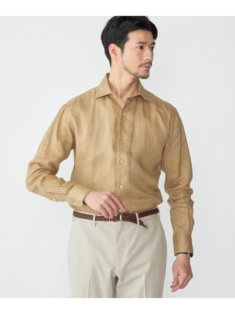 SHIPS MEN SHIPS: ウォッシュド リネン ソリッド シャツ シップス トップス シャツ・ブラウス グリーン ブラック ブルー ネイビー ベージュ ホワイト【先行予約】*【送料無料】