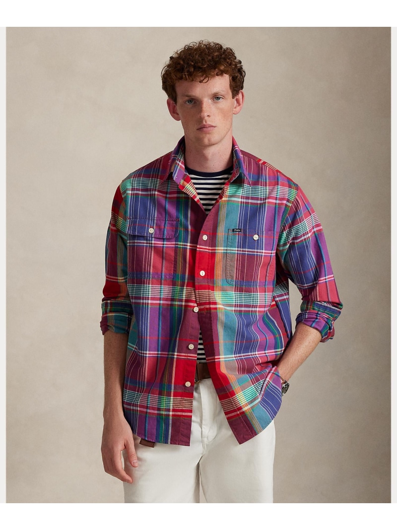 POLO RALPH LAUREN クラシック フィット チェック オックスフォード ワークシャツ ラルフローレン トップス シャツ・ブラウス レッド【送料無料】