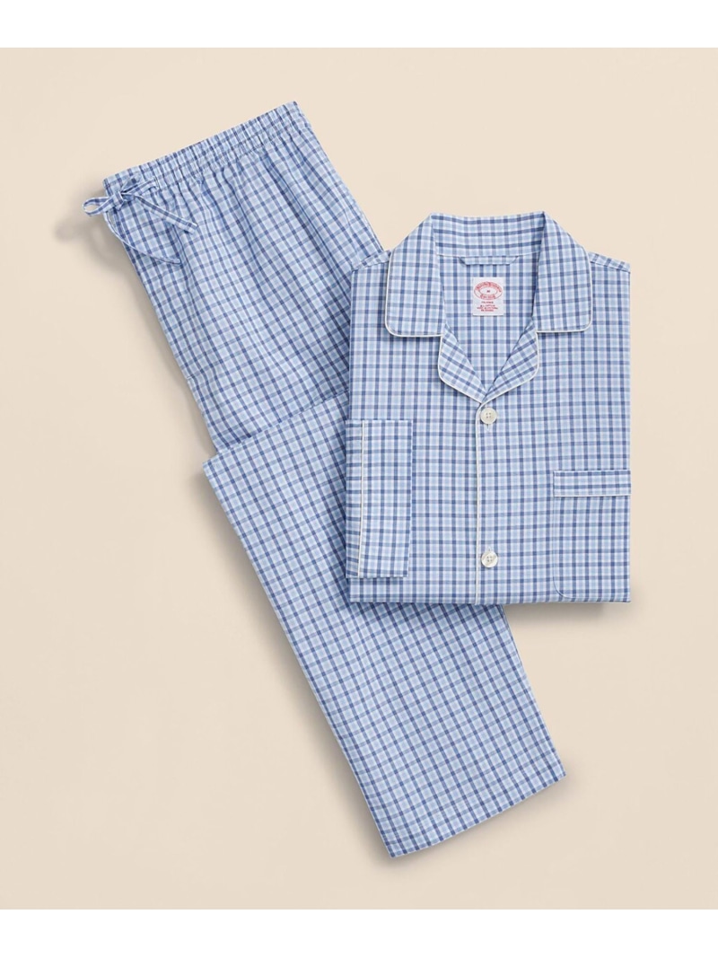 【SALE/20%OFF】BROOKS BROTHERS コットン ブロードクロス チェック パジャマ ブルックス ブラザーズ インナー・ルームウェア パジャマ ブルー【RBA_E】【送料無料】| Fashion Men