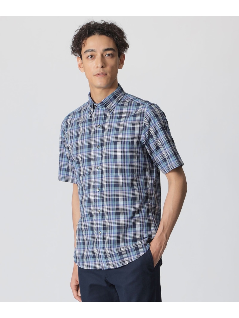 【SALE／21%OFF】Paul Stuart マドラスチェック柄 パナマシャツ(半袖シャツ) ポール・スチュアート トップス シャツ・ブラウス ネイビー ベージュ【RBA_E】【送料無料】