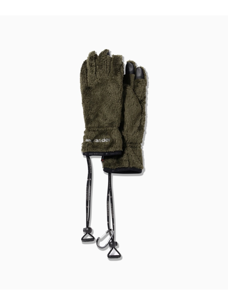 and wander high loft fleece glove アンドワンダー スポーツ・アウトドア用品 アウトドア・レジャー・キャンプ用品 カーキグリーン ブラック パープル【送料無料】