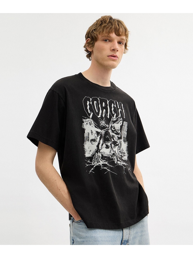 COACH OUTLET 【公式】ダイナソー シティ リラックスド Tシャツ コーチ アウトレット トップス カットソー・Tシャツ ブラック【送料無料】
