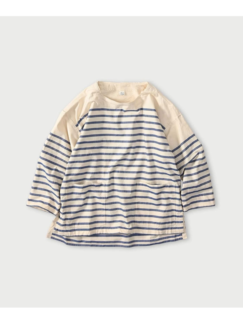 45R スーピマオックスの908バスクボーダーTシャツ フォーティファイブアール トップス シャツ・ブラウス ブルー ベージュ レッド【送料無料】