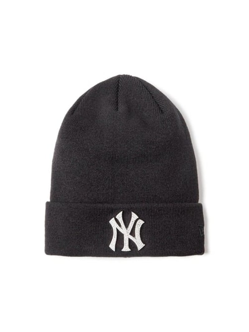 SELECT BRANDS NEW ERA/ニューエラ BC KNIT RHINESTONE BADGE ジャックローズ 帽子 ニット帽・ビーニー ブラック【送料無料】