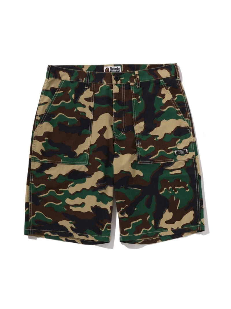 A BATHING APE GLITCH WOODLAND CAMO SHORTS ア ベイシング エイプ パンツ その他のパンツ パープル グリーン【送料無料】
