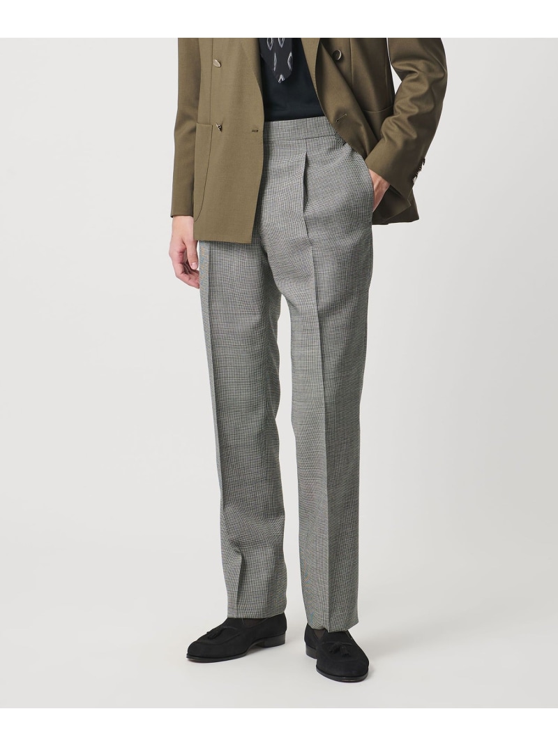 UNITED ARROWS ハウンドトゥース サイドアジャスター 1プリーツ スラックス ユナイテッドアローズ パンツ スラックス・ドレスパンツ ブラック【送料無料】