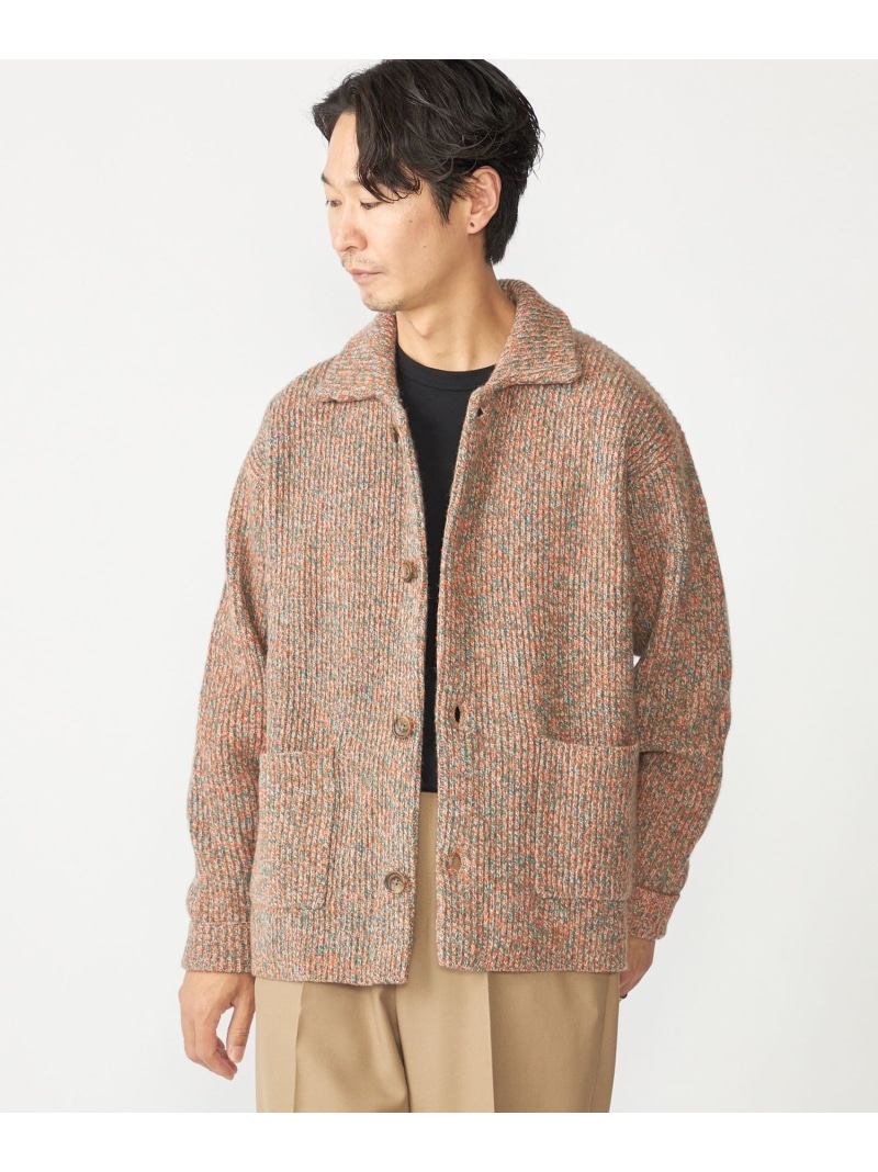 【SALE／50%OFF】SHIPS MEN SHIPS: ミックス ヤーン ポロ ニット カーディガン カバーオール シップス トップス カーディガン ブラウン オレンジ ブラック【RBA_E】【送料無料】