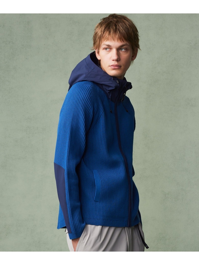 JOSEPH ABBOUD 【軽さ/伸ばすこと】 CORDURA COTTON アウトドアニットパーカー ジョセフアブード トップス ジレー 青み 薄墨色 黒いこと【貨物輸送無料】
