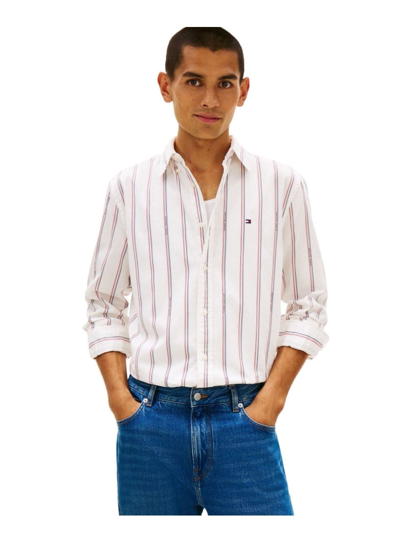 TOMMY HILFIGER ポプリンジャカードストライプシャツ トミーヒルフィガー トップス シャツ・ブラウス ベージュ【送料無料】 15,444円