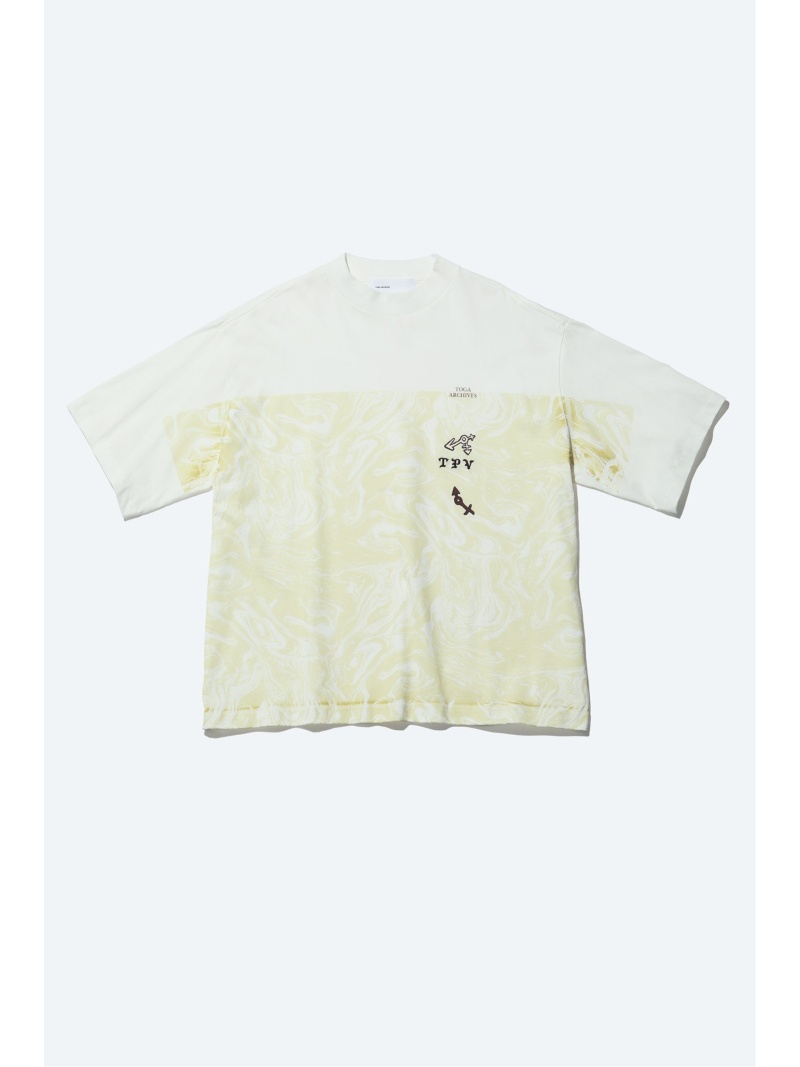 開催中 TOGA ARCHIVES Marble print wide T-shirt トーガ トップス カットソー Tシャツ ホワイト