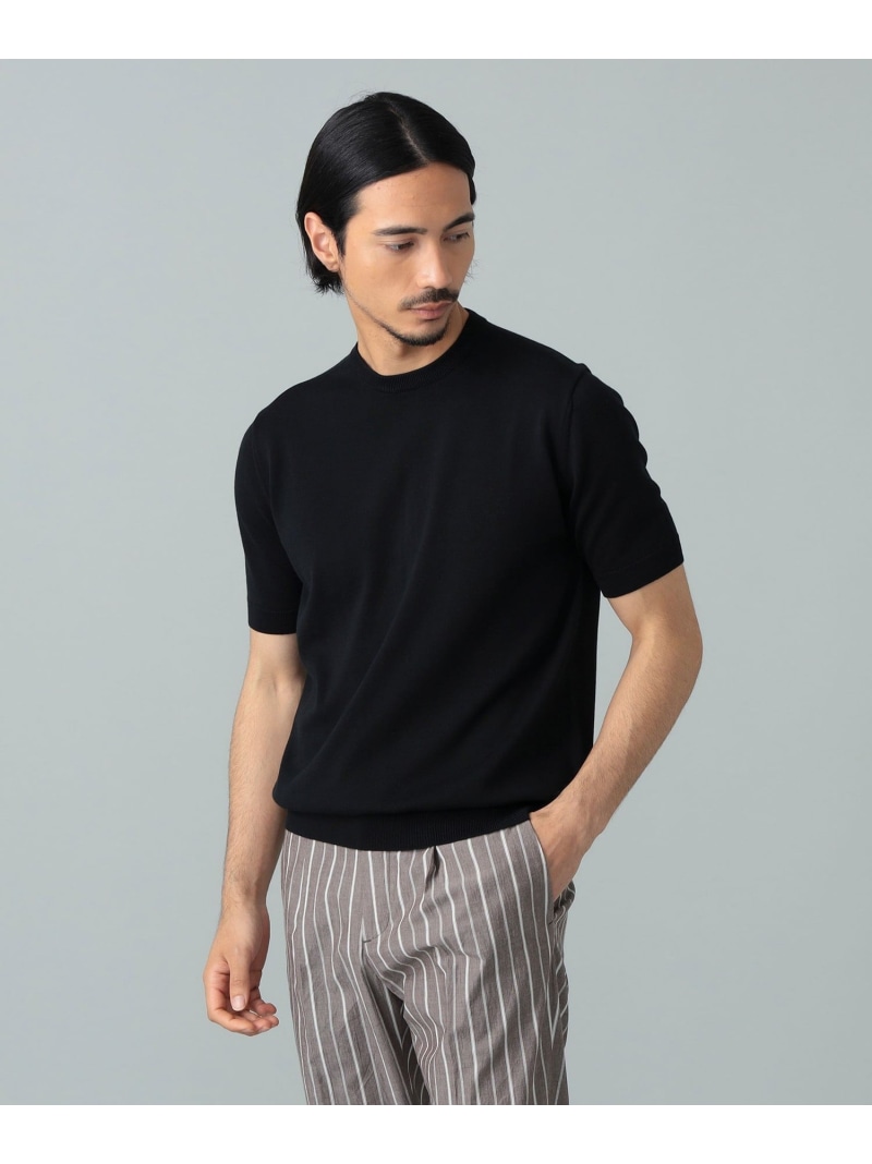 Brilla per il gusto アメリカンシーアイランドコットン ショートスリーブクルーネックニット ビームス メン トップス カットソー・Tシャツ グリーン ネイビー ホワイト ブラック ピンク ベージュ【送料無料】