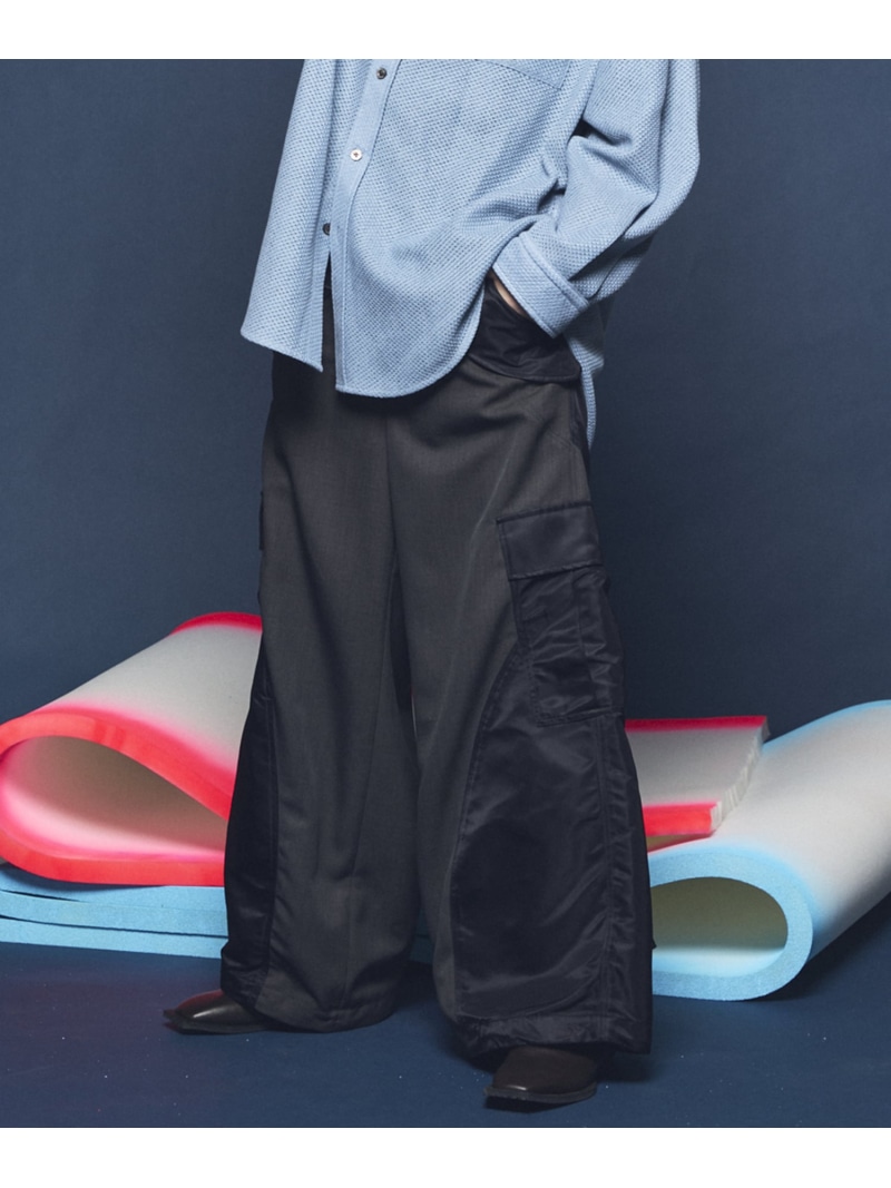 MAISON SPECIAL Different Material Docking Prime-Wide Field Pants メゾンスペシャル パンツ カーゴパンツ ブラック グレー【送料無料】