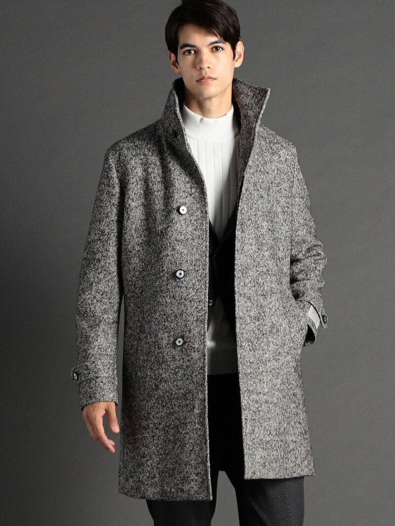 【SALE／70%OFF】MONSIEUR NICOLE BEL&CO ブークレージャージ スタンドカラーコート ニコル ジャケット・アウター その他のジャケット・アウター グレー ブラック【RBA_E】【送料無料】