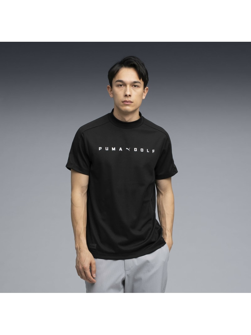 PUMA メンズ ゴルフ PB ロゴ モックネック 半袖 シャツ LOGO MOCKNECK S/S プーマ トップス カットソー・Tシャツ ブラック【送料無料】