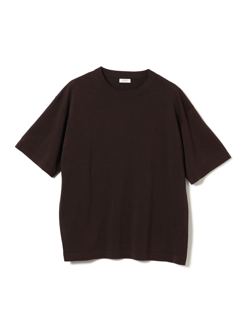 BEAMS T 【別注】crepuscule / Washi Knit T-shirt ビームスT トップス カットソー・Tシャツ ブラウン ブラック【送料無料】