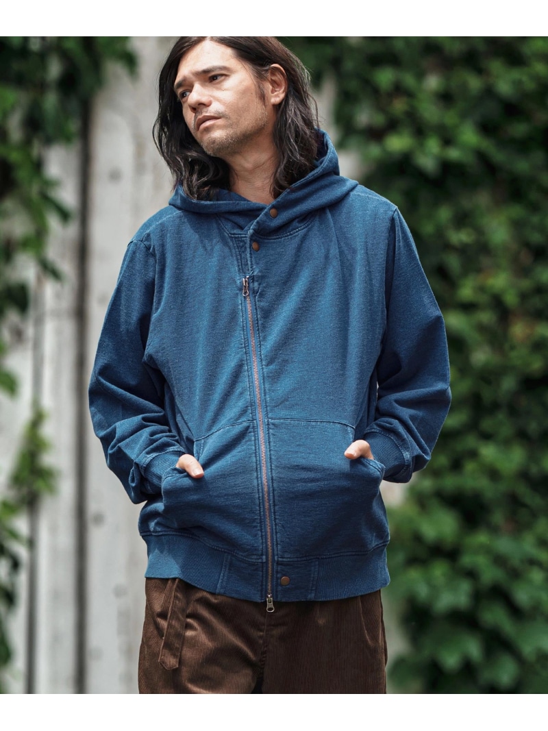 CAMBIO mpa3848- Fleece Lining Indigo Sweat Riders Zip Parka ジップパーカー カンビオ トップス パーカー・フーディー ブラック ネイビー【送料無料】