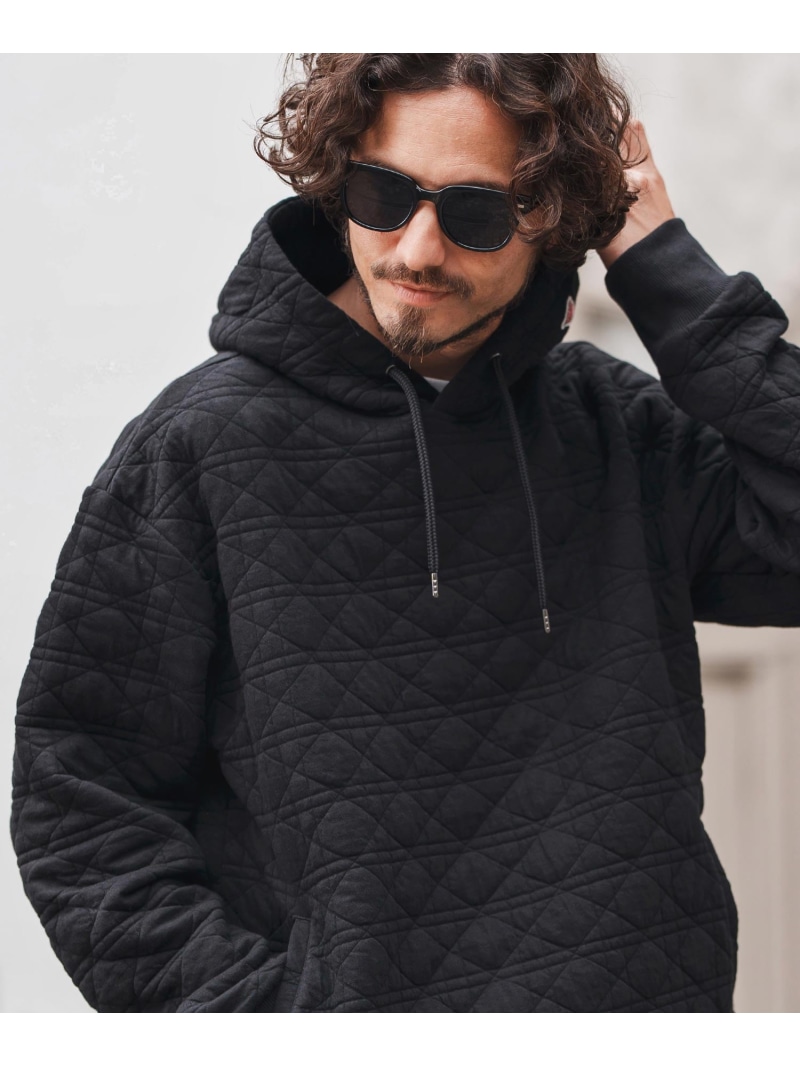 1minute 1second mpa3852-quilted side zip hoody with heart patch サイドジップパーカー カンビオ トップス パーカー・フーディー グレー ブラック【送料無料】