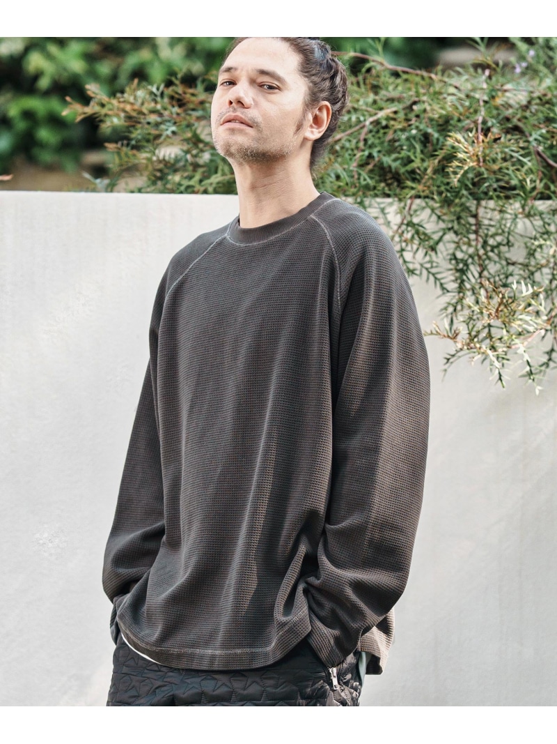 CAMBIO mlt5284- Pigment Waffle Raglan Sleeve Cut sew カットソー カンビオ トップス カットソー・Tシャツ ワインレッド ブラック【送料無料】