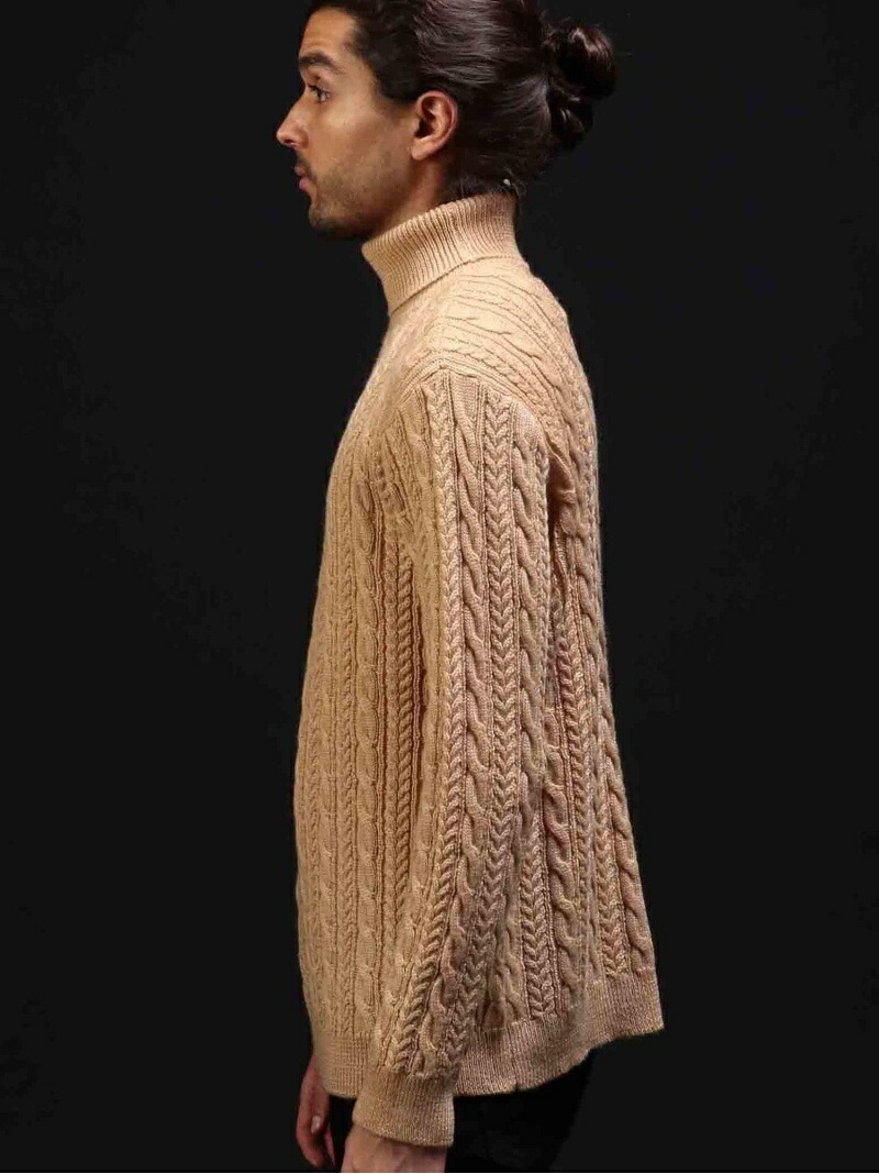 Rattle Trap ビギ 7gケーブル編みタートルネックニット メンズ ニット