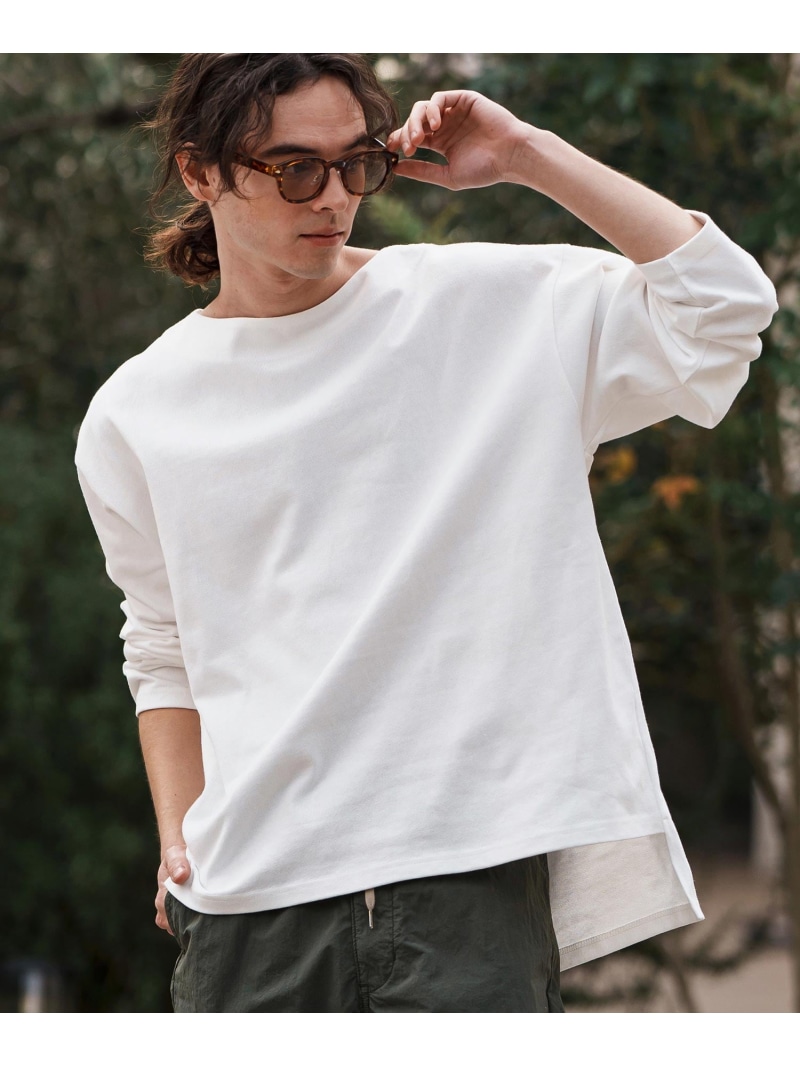 CAMBIO mlt5088-ボートネックボクシーロンT カンビオ トップス カットソー・Tシャツ ホワイト ブラック【送料無料】