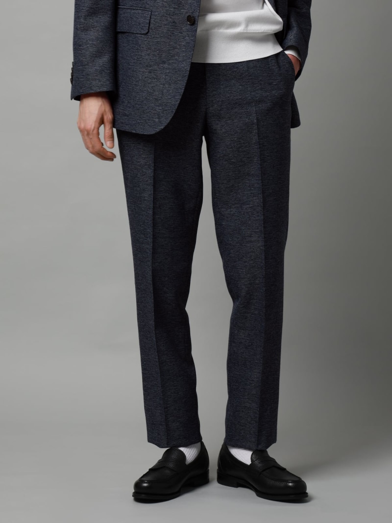 SUIT SQUARE テーパードパンツ ウォッシャブル ストレッチ コットンウールブレンド 織柄 スーツ スクエア スーツ・フォーマル スーツパンツ ブルー【送料無料】| Fashion Men