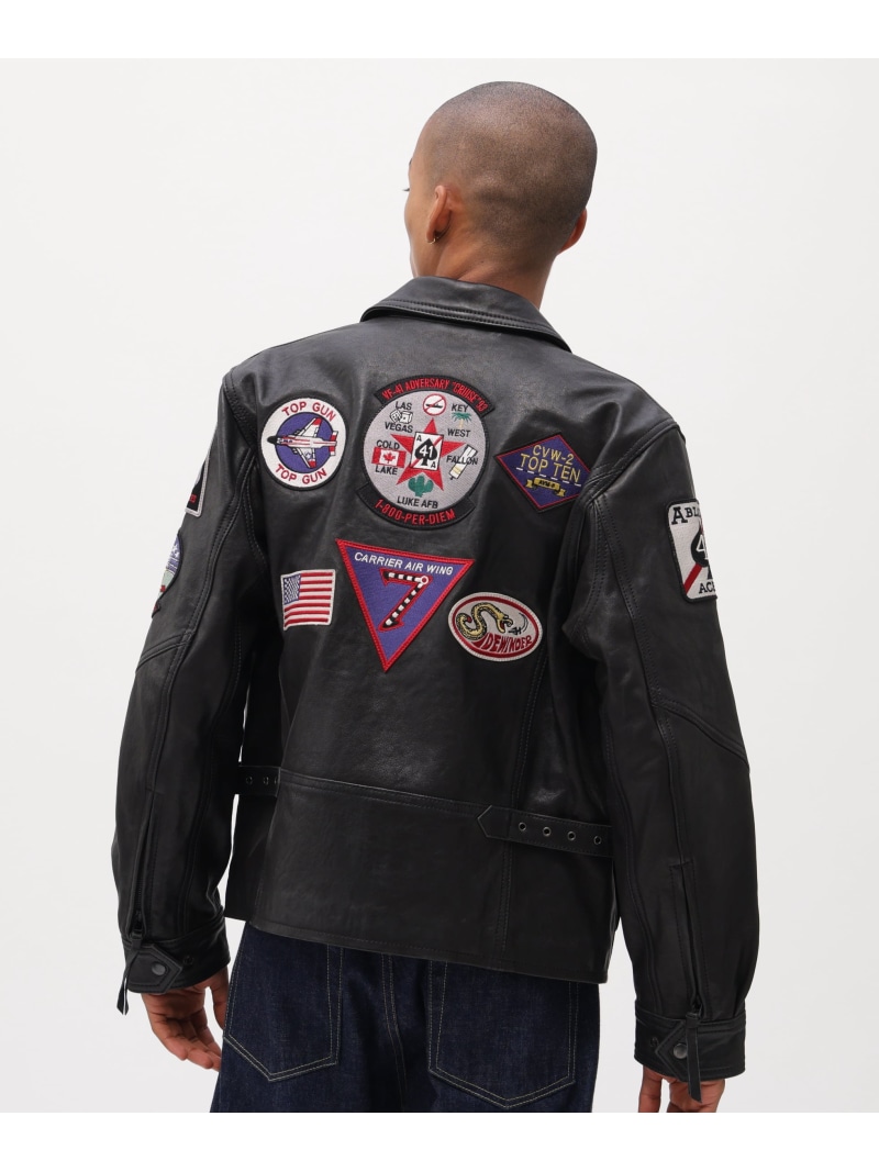 AVIREX ANJ4 JACKET BLACK ACES アヴィレックス ジャケット・アウター ライダースジャケット ブラック【送料無料】