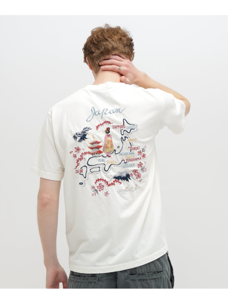 AVIREX 《直営店押さえる》SOUVENIR T-SHIRT \"MAP\"" アヴィレックス トップス カットソー・プルオーバー 黒いこと 白いこと【貨物輸送無料】"
