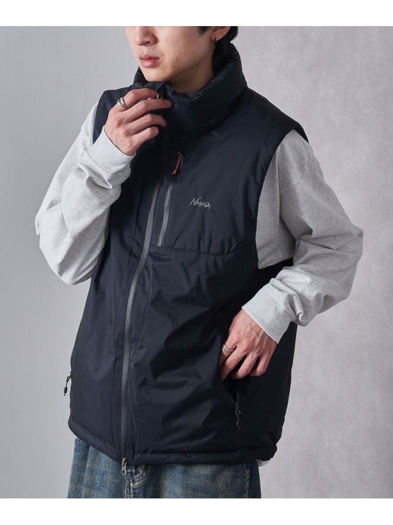 【SALE／9%OFF】NANGA NANGA/AURORA TEX STAND COLLAR DOWN VEST カセットチャート ジャケット・アウター ダウンジャケット・ダウンベスト グレー ブラック【RBA_E】【送料無料】