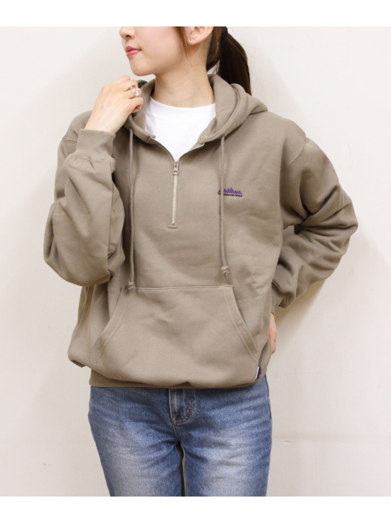 【SALE／20%OFF】THOUSAND MILE THOUSAND MILE/(U)THOUSAND MILE/HALF ZIP PARKER ステップス トップス パーカー・フーディー ブラック ベージュ グレー【RBA_E】【送料無料】