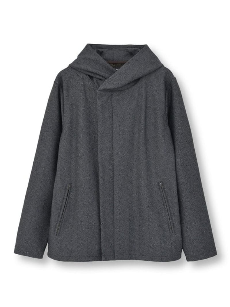 【SALE／50%OFF】MEN BIGI ヒートパフォーマー ヘリンボーンプリント フードパーカー メンズ ビギ トップス パーカー・フーディー グレー ネイビー【RBA_E】【送料無料】