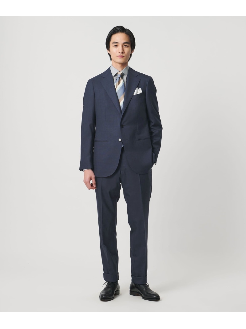 UNITED ARROWS タスマニアウール ピンチェック シングル 3ボタン スーツ S-MODEL ヨコストレッチ 撥水 ユナイテッドアローズ スーツ・フォーマル セットアップスーツ ネイビー【送料無料】