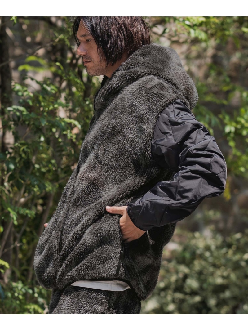 CAMBIO mj11133-Monotone Marble Fake Fur Curved Zipper Blouson フーディージャケット カンビオ ジャケット・アウター その他のジャケット・アウター ブラック ブラウン【送料無料】