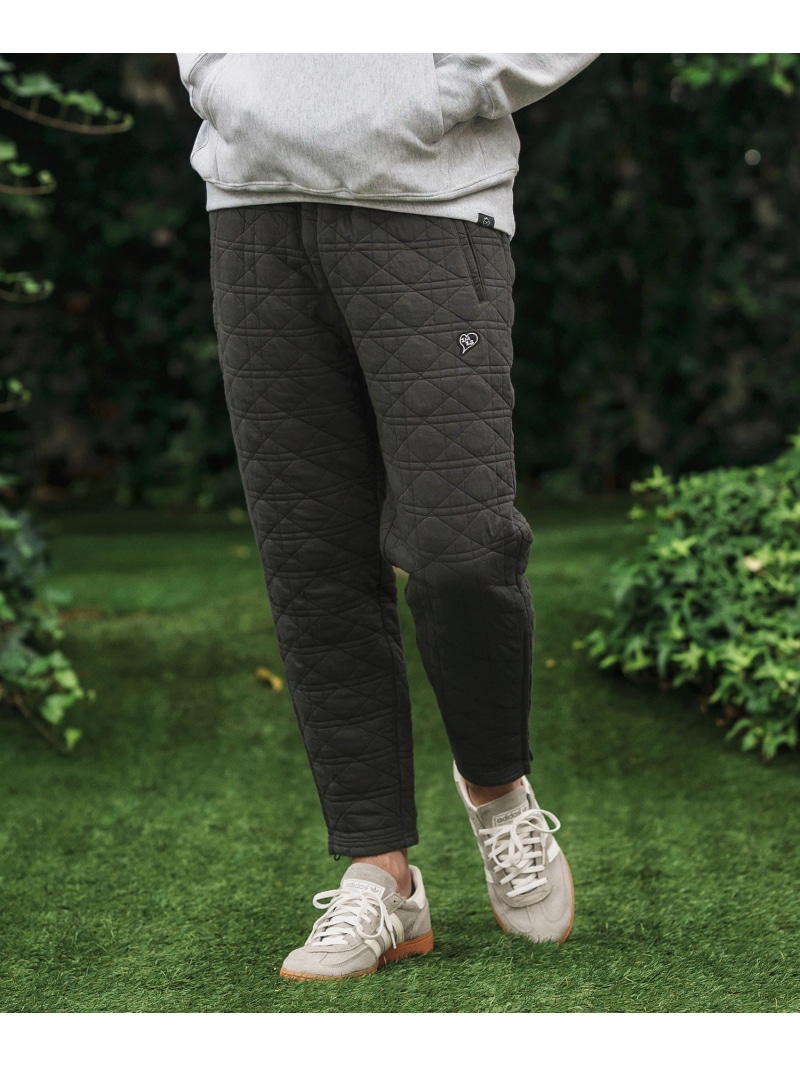 1minute 1second mp13846-quilted side zip pants with heart patch イージーパンツ カンビオ パンツ その他のパンツ ブラック グレー【送料無料】