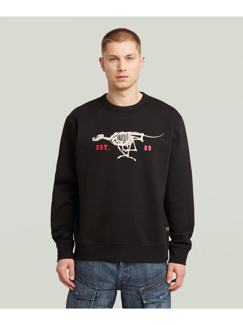【SALE／40%OFF】G-Star RAW 【公式ショップ】Running Dog Back Graphic Sweater/ブランドロゴグラフィックスウェット/トレーナー ジースターロゥ トップス スウェット・トレーナー ブラック【RBA_E】【送料無料】