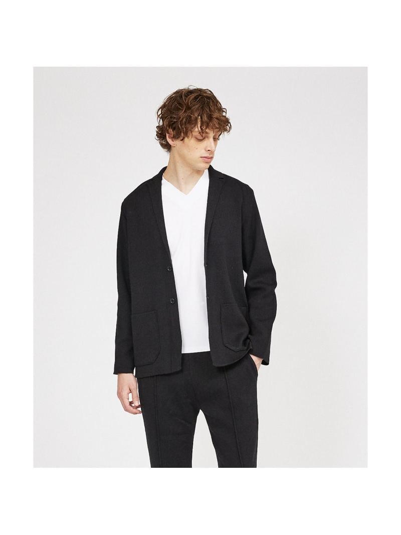 【SALE／40%OFF】DESIGNWORKS 【セットアップ対応】ミラノリブ ニット ジャケット/カーディガン デザインワークス トップス カーディガン ブラック ブルー【RBA_E】【送料無料】