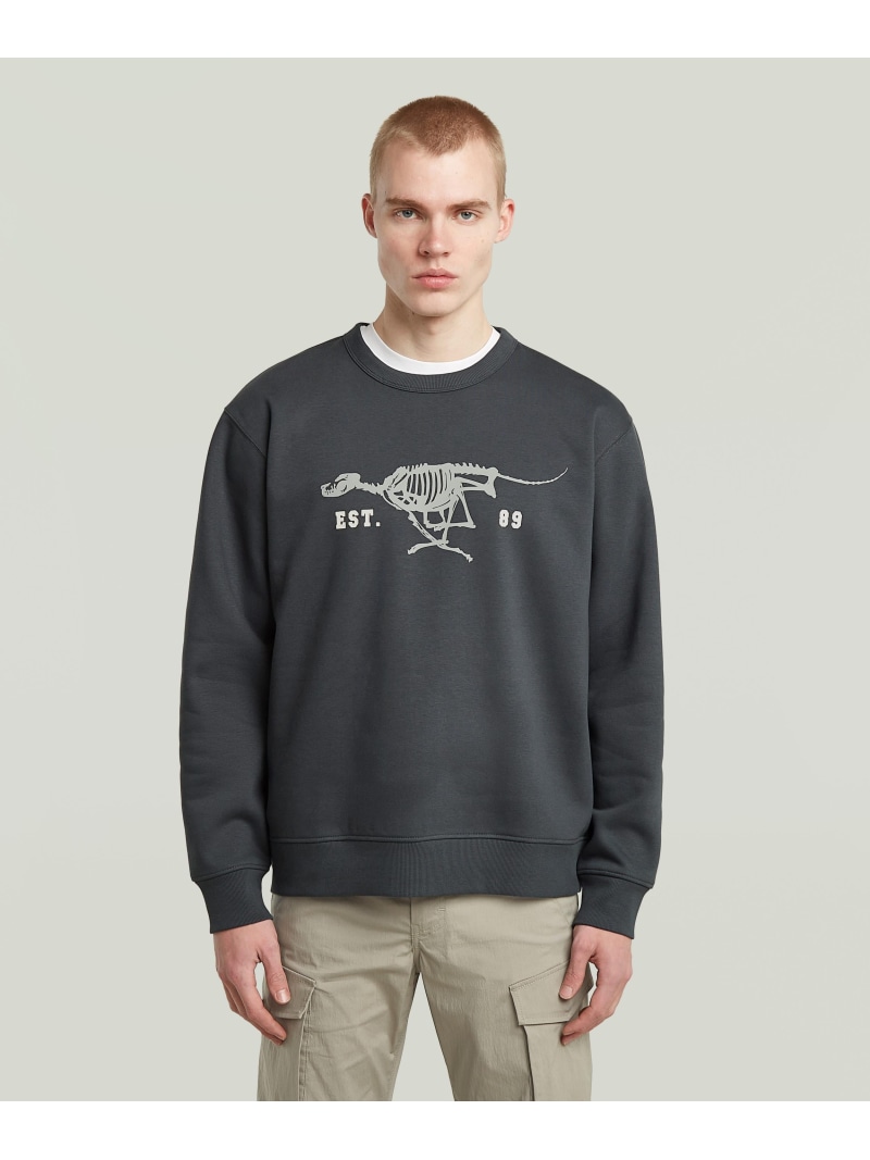【SALE／40%OFF】G-Star RAW 【公式ショップ】Running Dog Back Graphic Sweater/ブランドロゴグラフィックスウェット/トレーナー ジースターロゥ トップス スウェット・トレーナー ブルー【RBA_E】【送料無料】